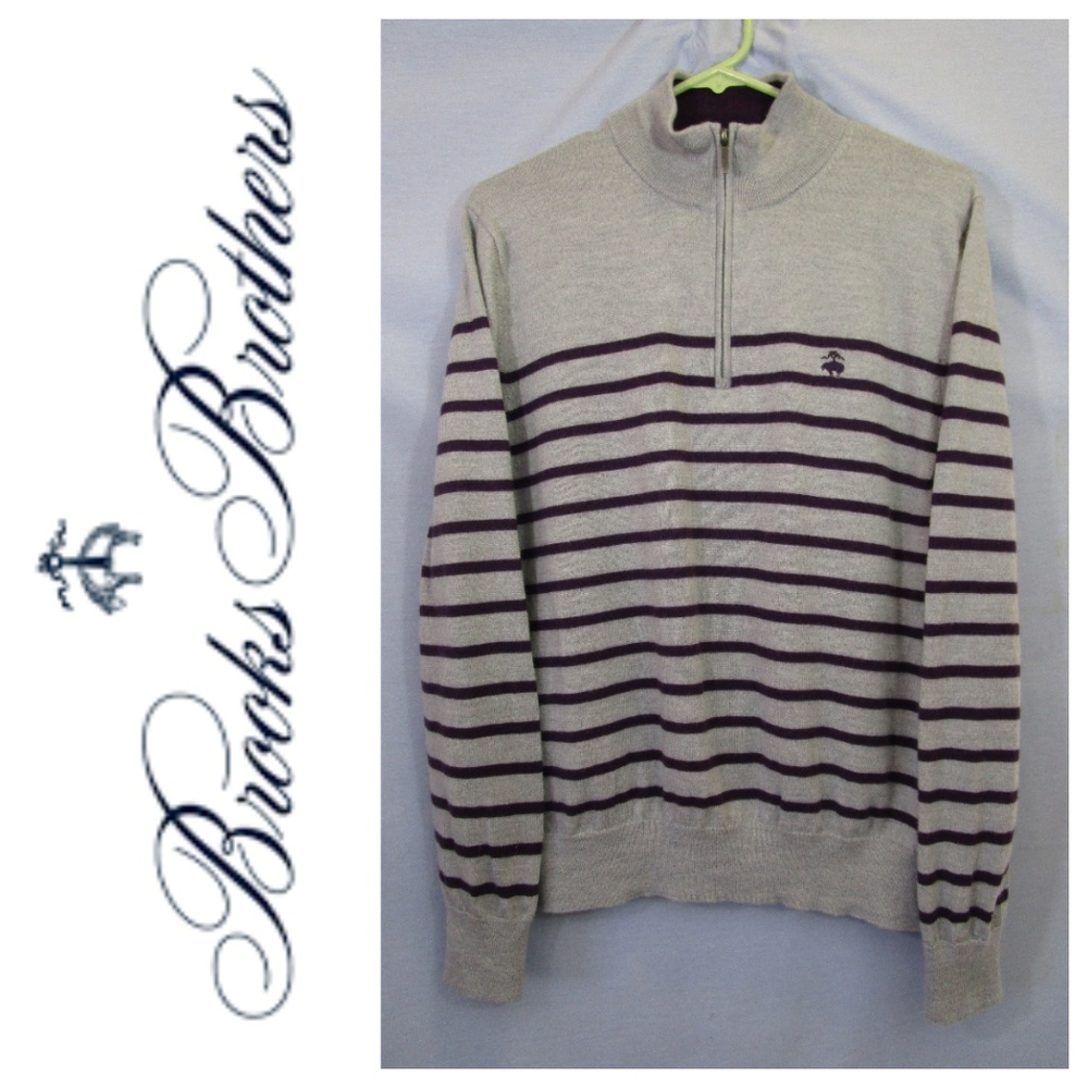Brooks Brothers Merino Wool Quarter Zip Sweater M